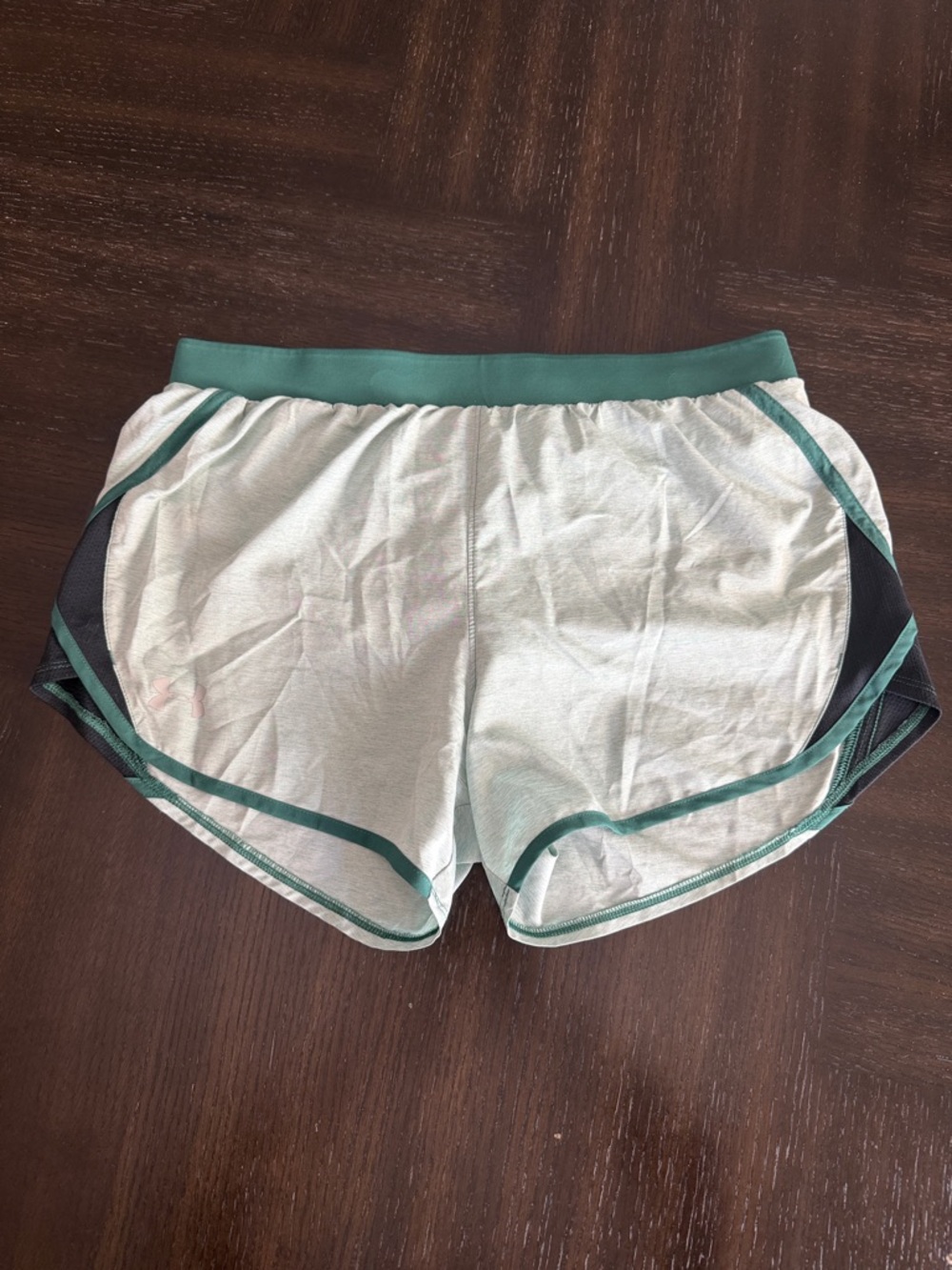Under Armour Women's Light Gray Athletic Shorts with Teal Trim